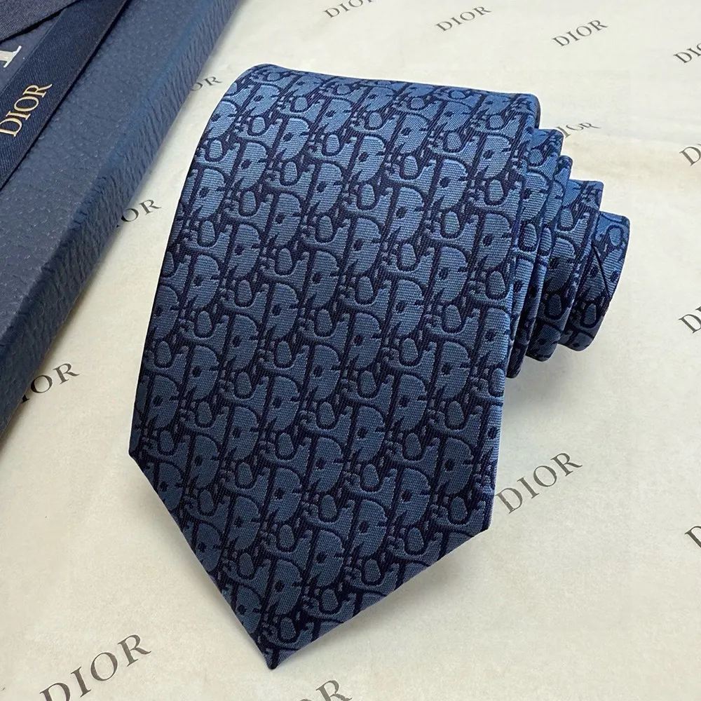Dior Men Oblique Tie Blue and Black Silk - image 8