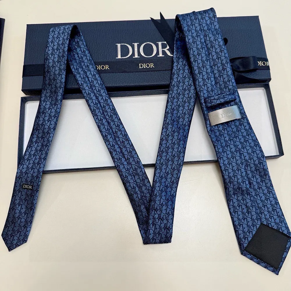 Dior Men Oblique Tie Blue and Black Silk - image 4