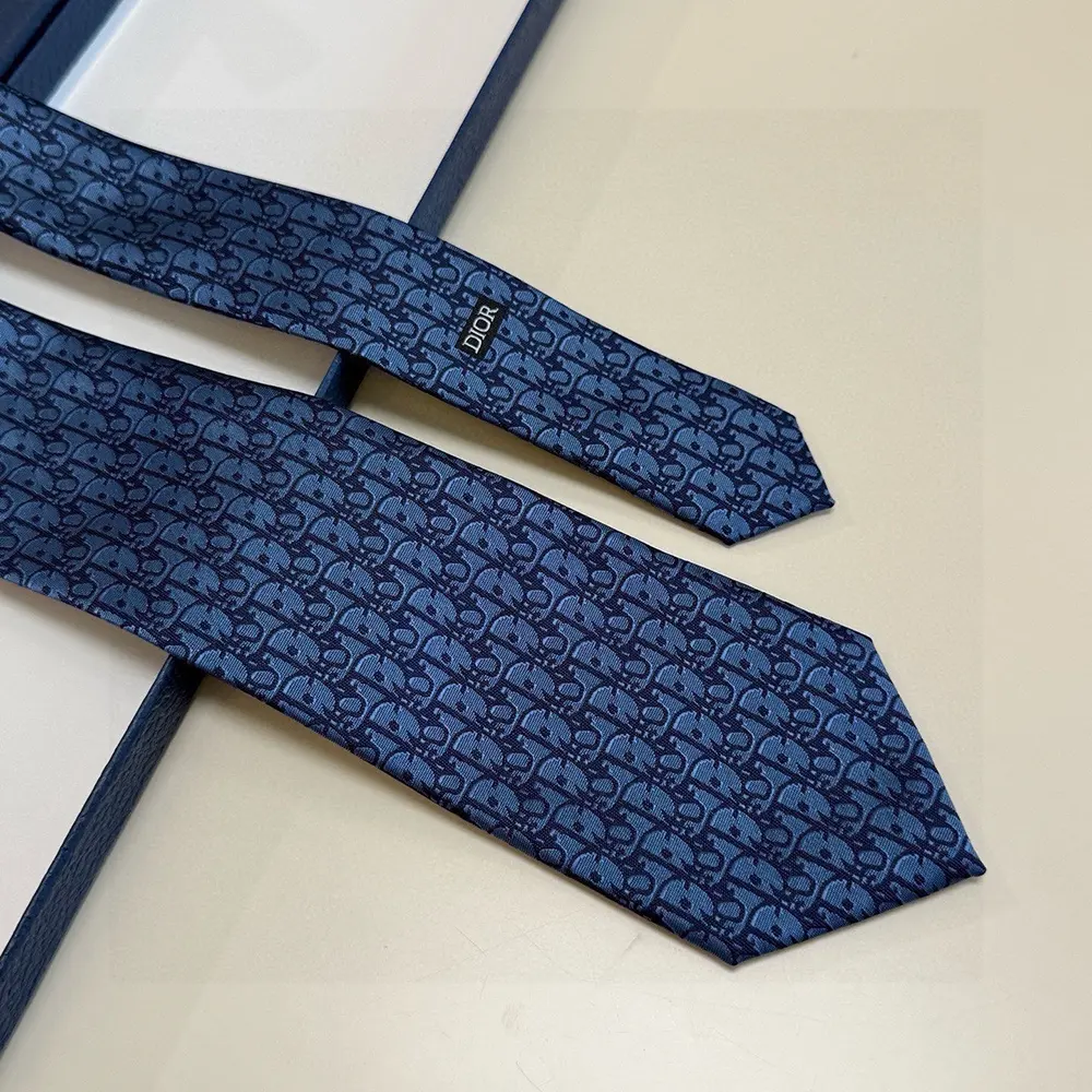 Dior Men Oblique Tie Blue and Black Silk - image 7