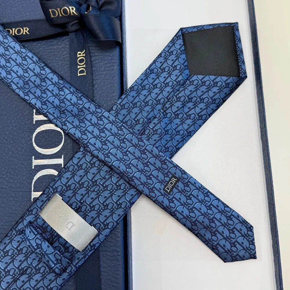 Dior Men Oblique Tie Blue and Black Silk - image 6