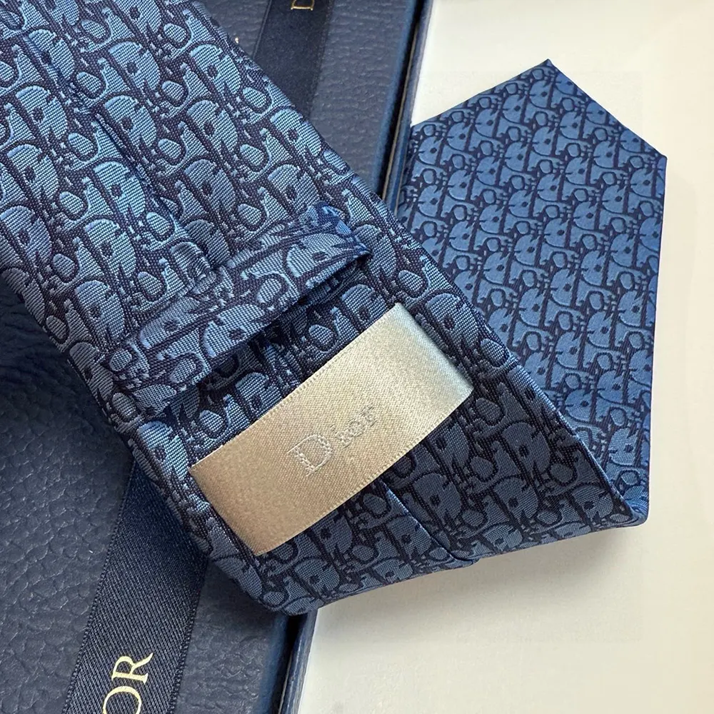 Dior Men Oblique Tie Blue and Black Silk - image 5