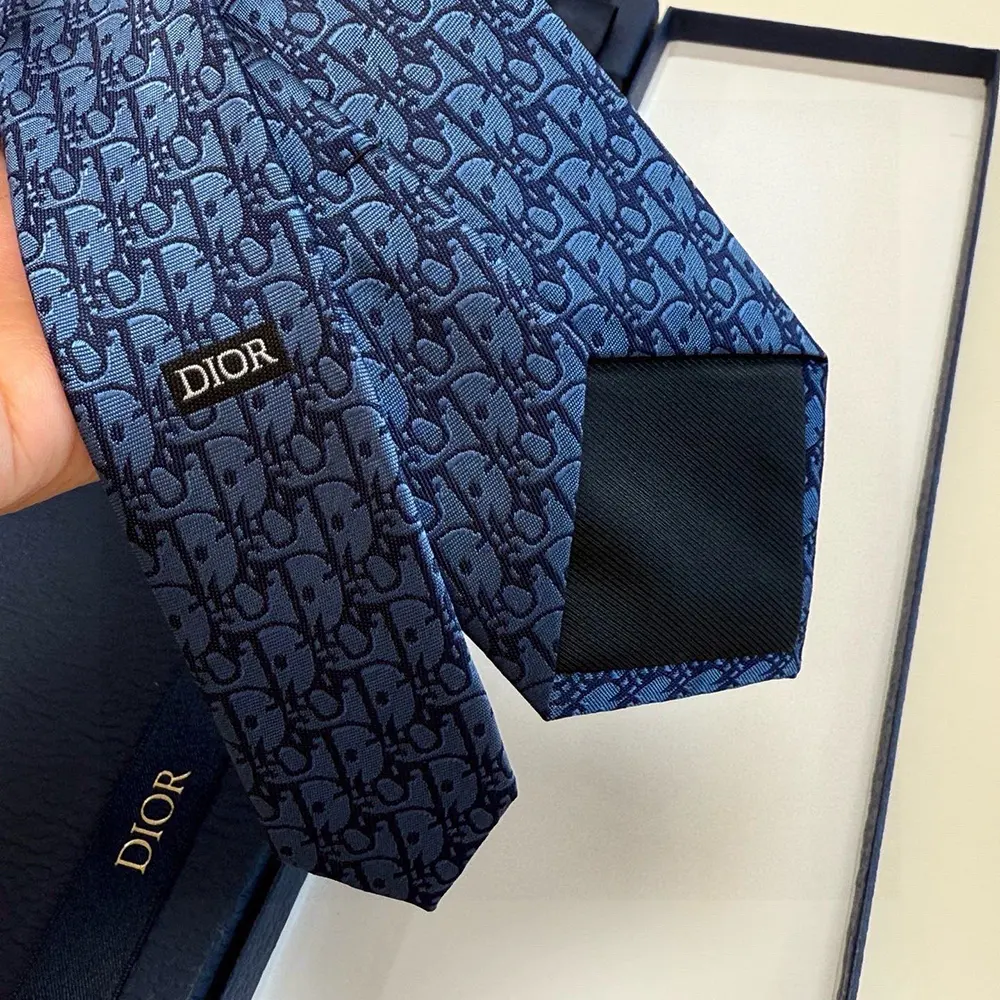 Dior Men Oblique Tie Blue and Black Silk - image 10
