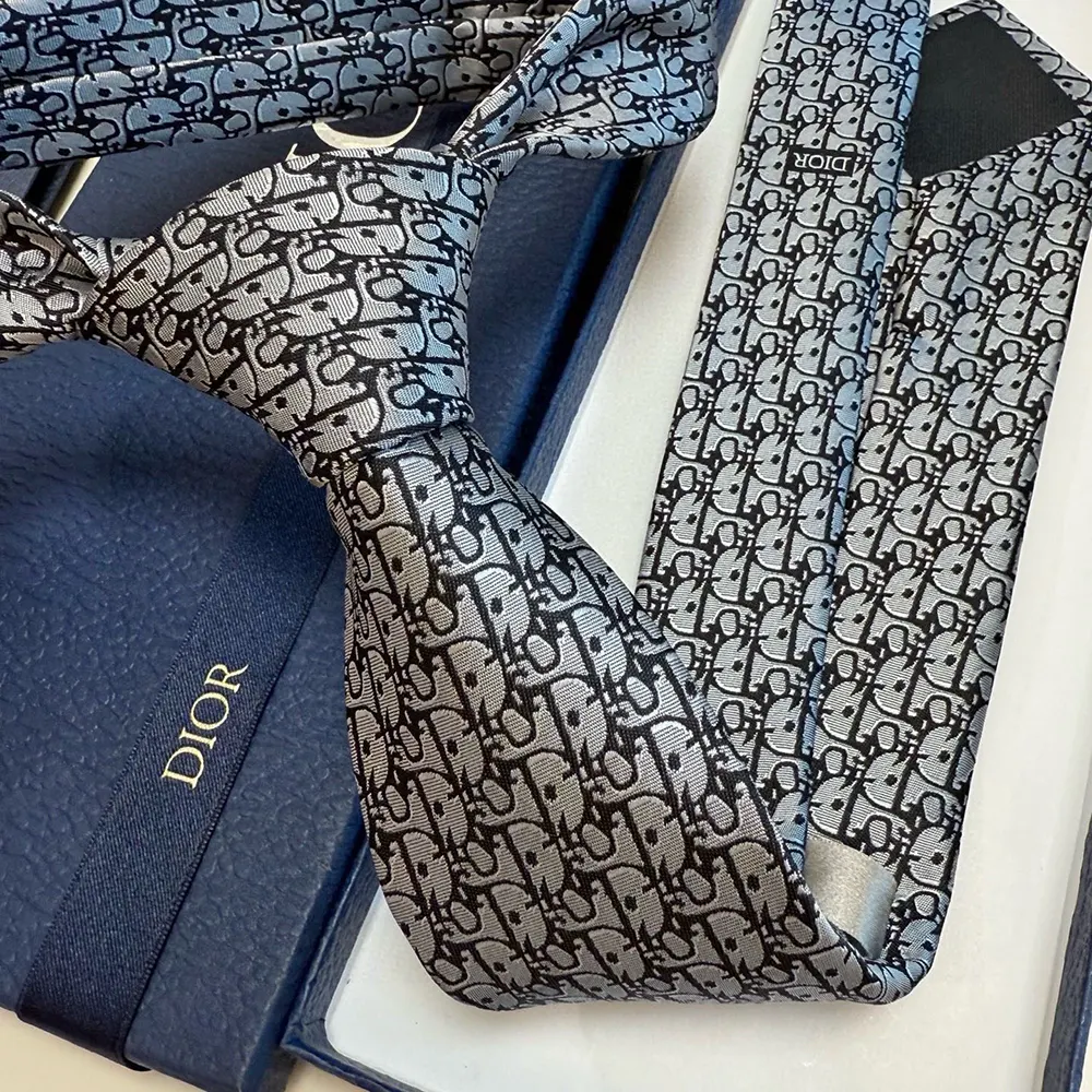 Dior Men Oblique Tie Gray Silk - image 7