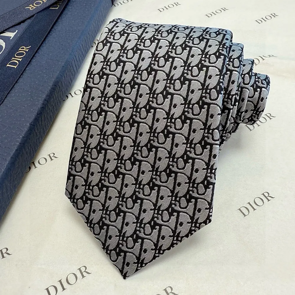 Dior Men Oblique Tie Gray Silk - image 5