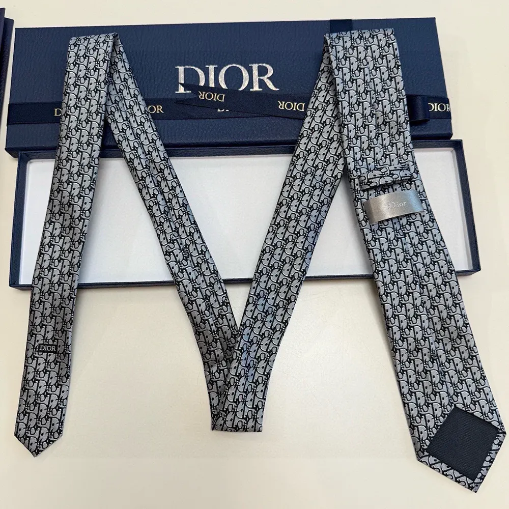 Dior Men Oblique Tie Gray Silk - image 4