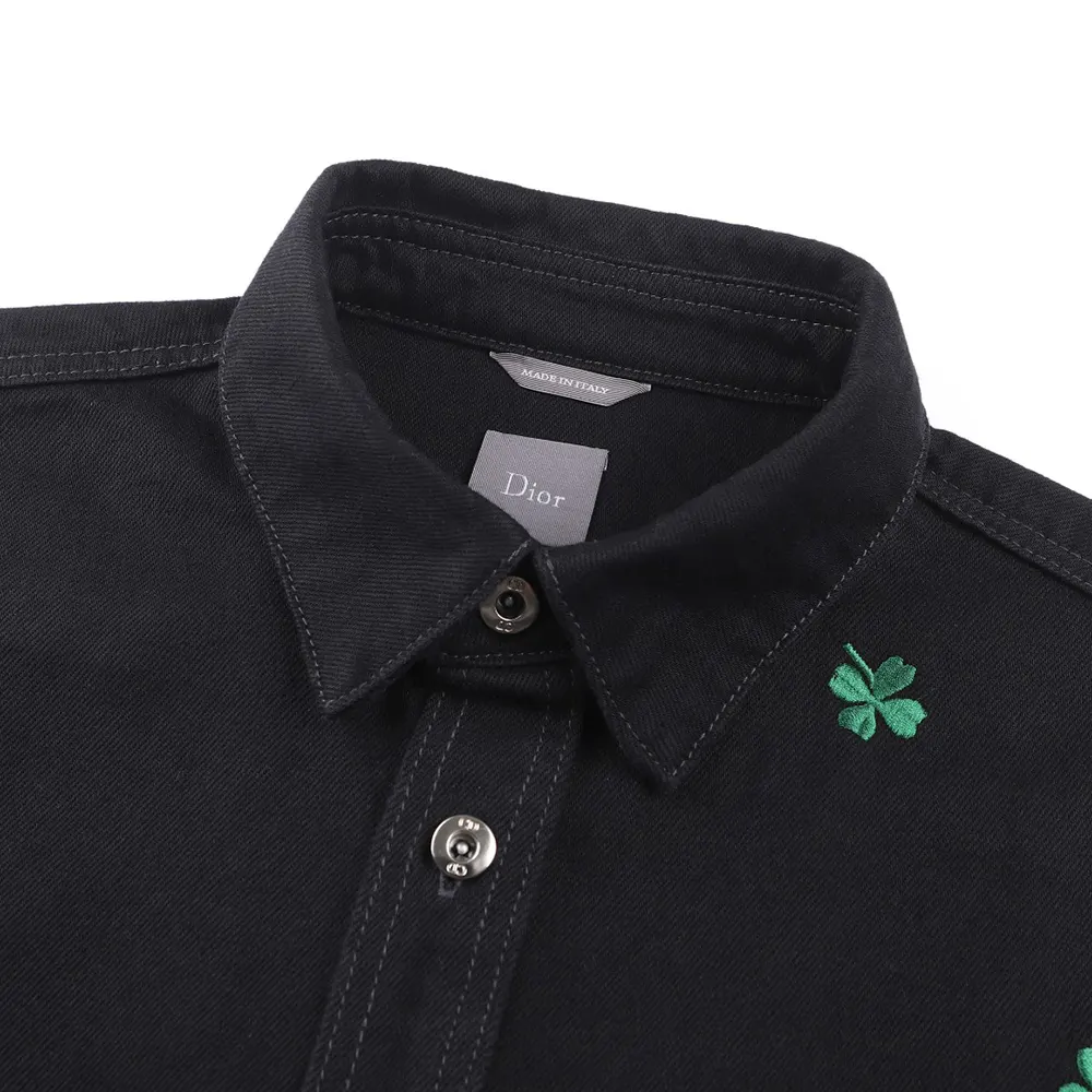 Dior Men Overshirt with Dior Clover Embroidery Black Cotton Twill - image 4