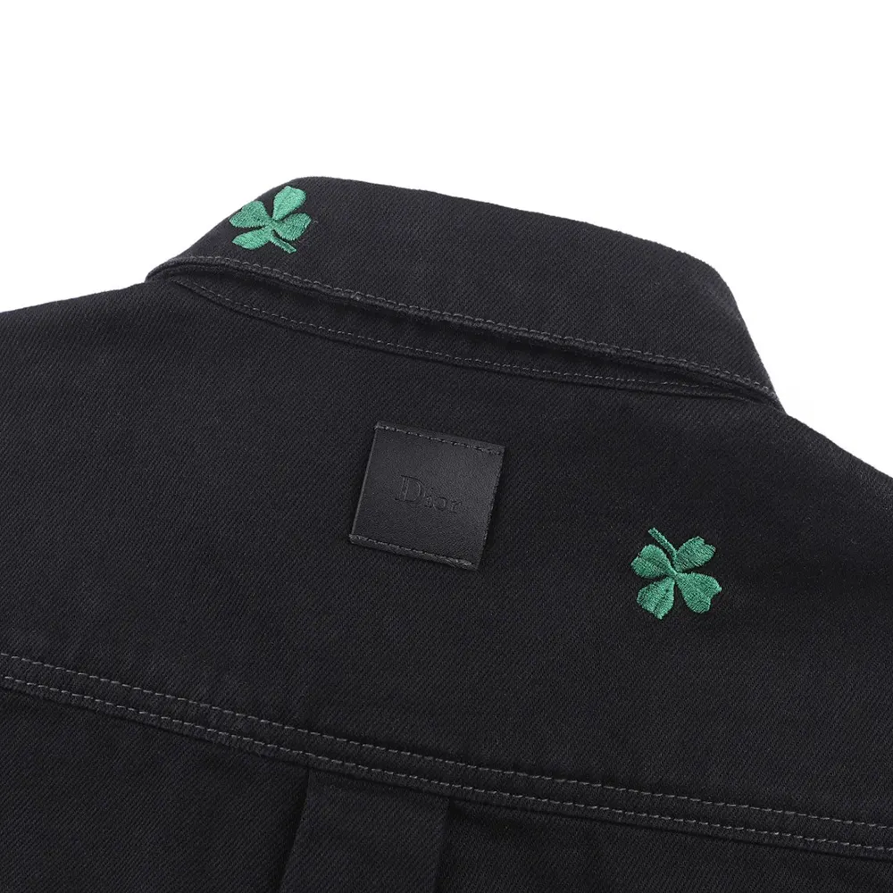 Dior Men Overshirt with Dior Clover Embroidery Black Cotton Twill - image 5
