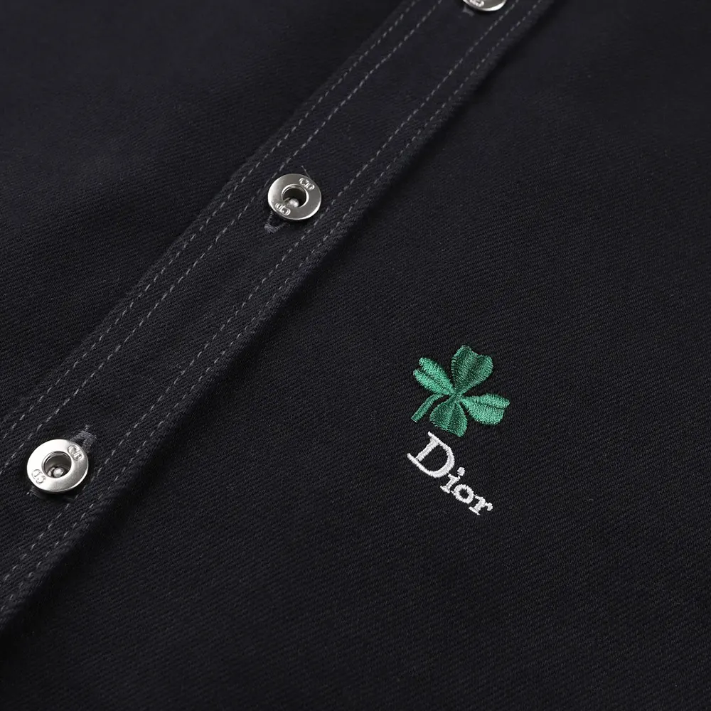 Dior Men Overshirt with Dior Clover Embroidery Black Cotton Twill - image 7