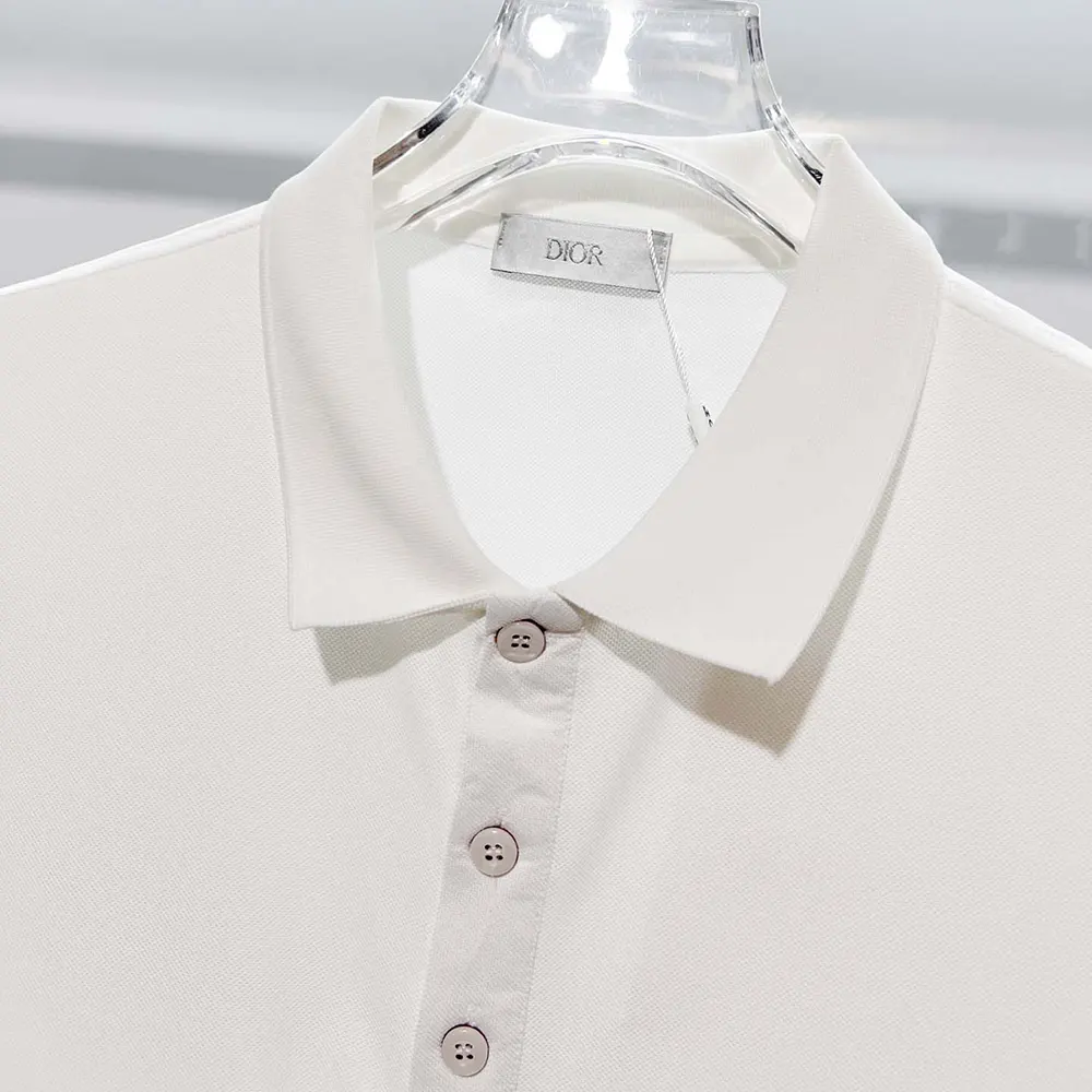 Dior Men Polo Shirt with Dior Clover Embroidery White Cotton Piqué - image 5