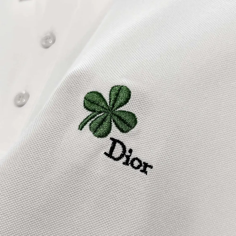 Dior Men Polo Shirt with Dior Clover Embroidery White Cotton Piqué - image 8