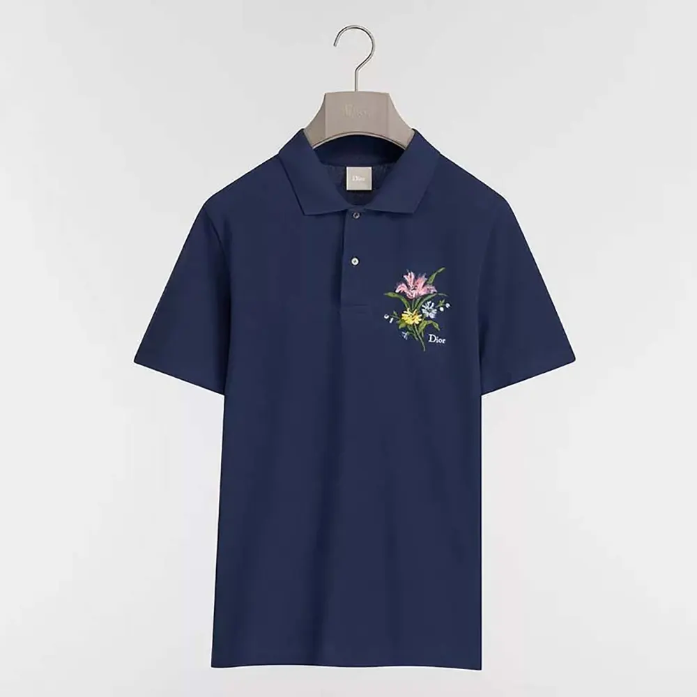 Front view of Dior Men Polo Shirt with Secret Garden embroidery