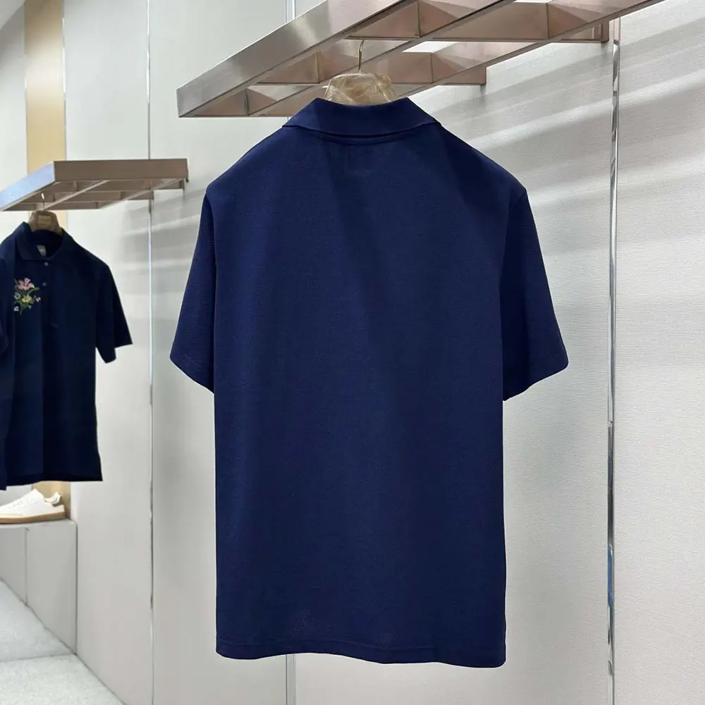 Dior Men Polo Shirt with Dior Secret Garden Embroidery Relaxed Fit Blue Cotton Piqué - image 4
