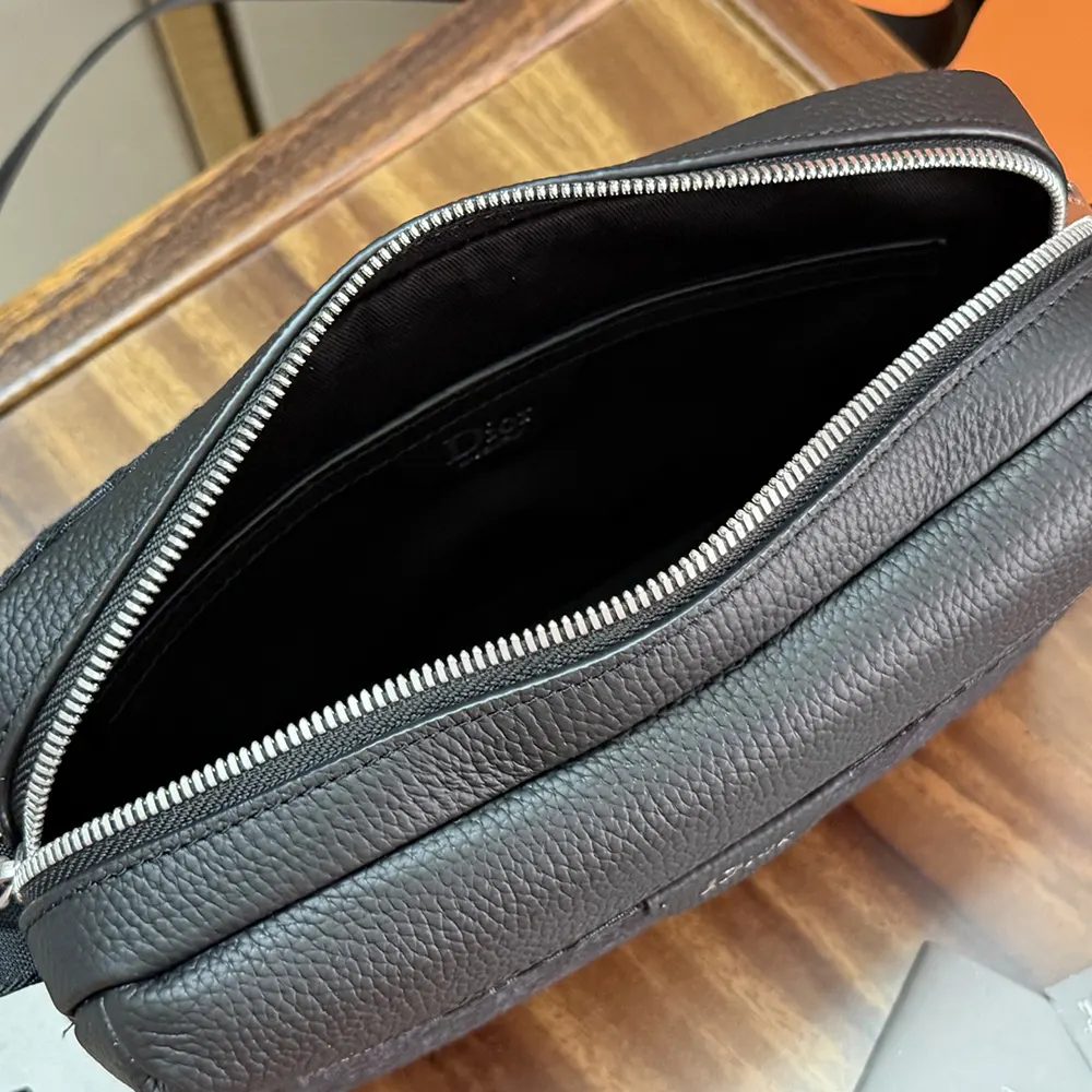 Dior Men Rider Zipped Messenger Bag Black Dior Oblique Jacquard and Black Grained Calfskin - image 7