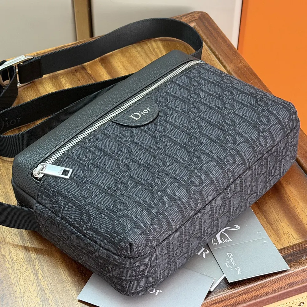 Dior Men Rider Zipped Messenger Bag Black Dior Oblique Jacquard and Black Grained Calfskin - image 5