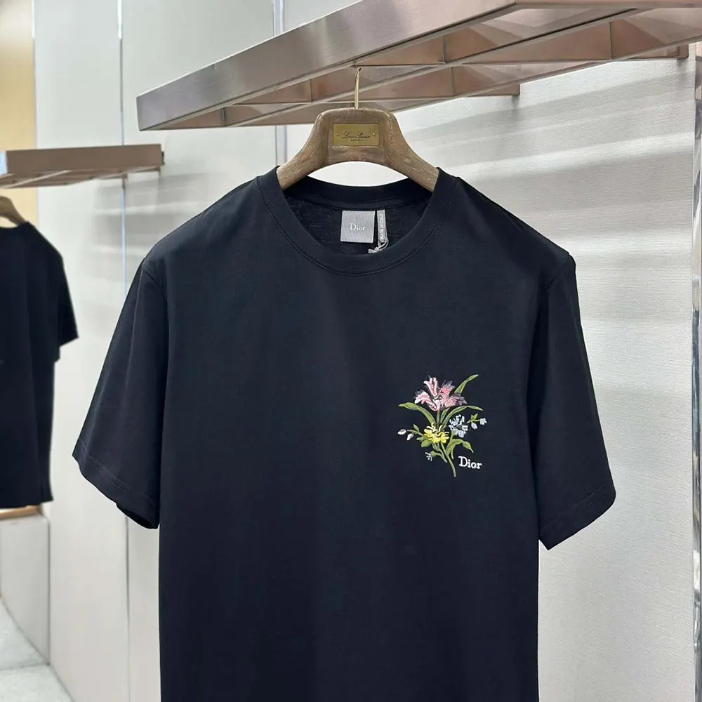 Dior Women T-Shirt with Dior Secret Garden Motif Relaxed Fit Black Cotton Jersey - image 5