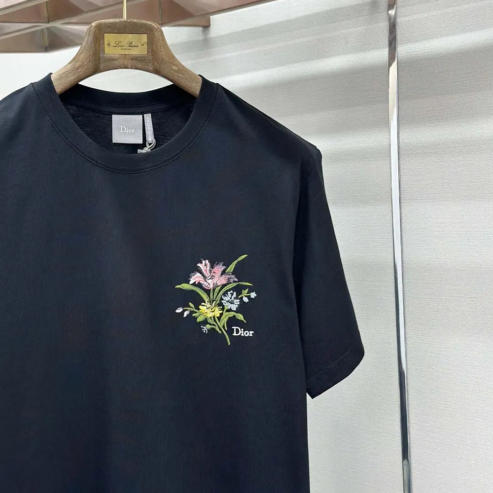 Dior Women T-Shirt with Dior Secret Garden Motif Relaxed Fit Black Cotton Jersey - image 7