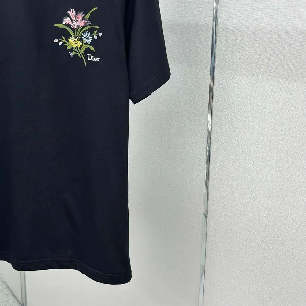 Dior Women T-Shirt with Dior Secret Garden Motif Relaxed Fit Black Cotton Jersey - image 9