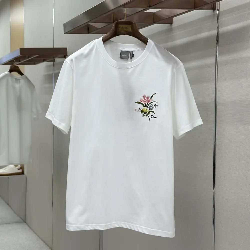 Close-up of signature Secret Garden print on Dior Women T-Shirt