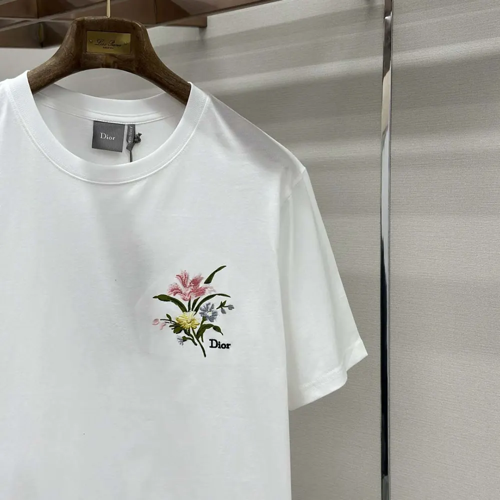 Dior Women T-Shirt with Dior Secret Garden Motif Relaxed Fit White Cotton Jersey - image 7