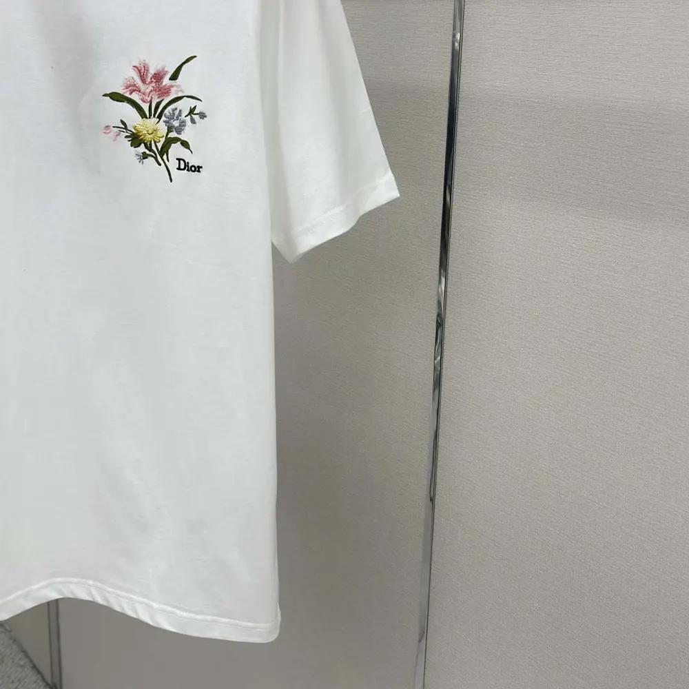 Dior Women T-Shirt with Dior Secret Garden Motif Relaxed Fit White Cotton Jersey - image 9