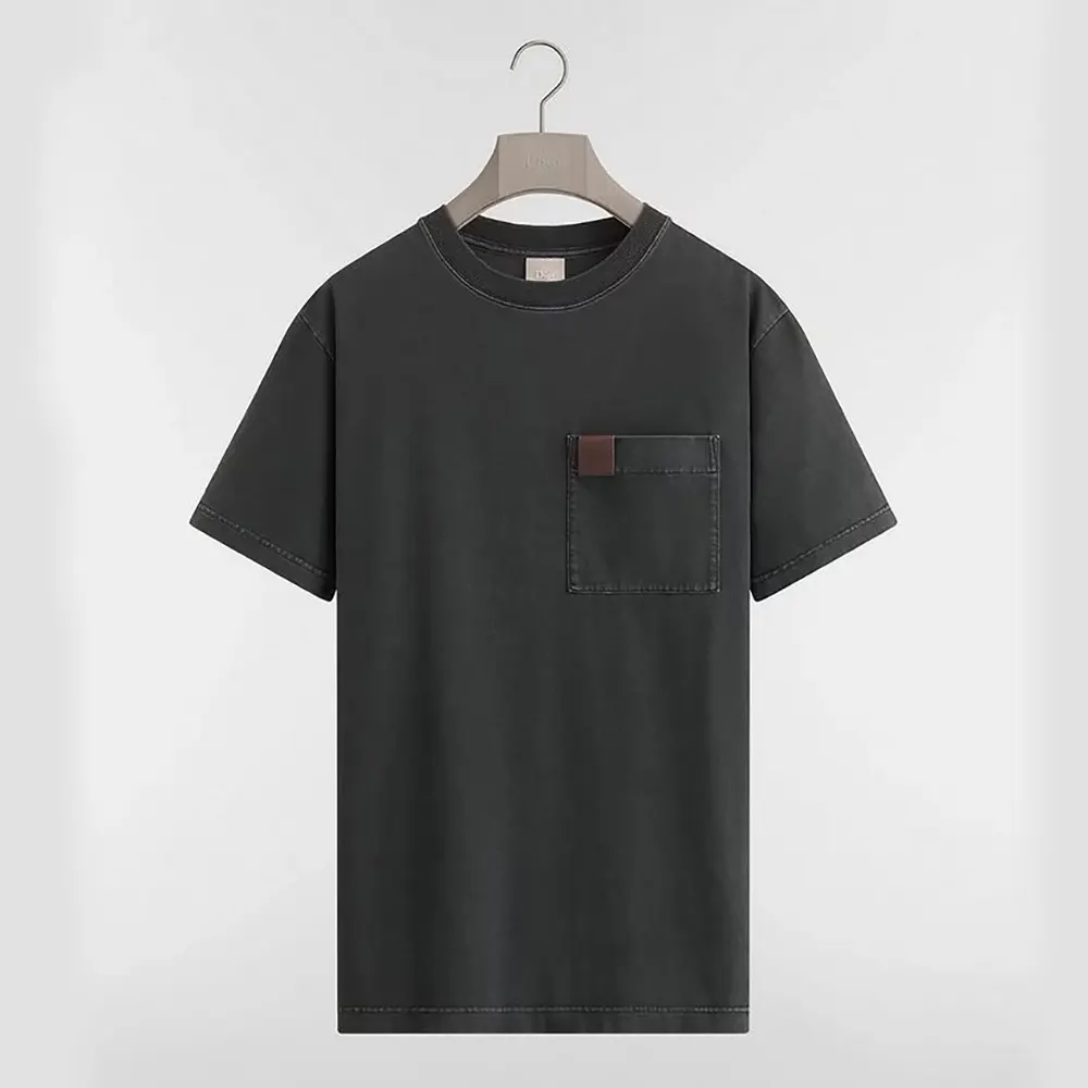 Front view of Dior Women T-Shirt with Embroidery black cotton jersey