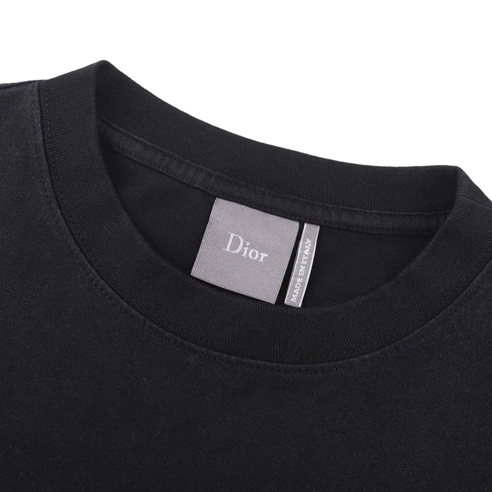 Dior Women T-Shirt with Embroidery Relaxed Fit Black and White Cotton Jersey - image 9