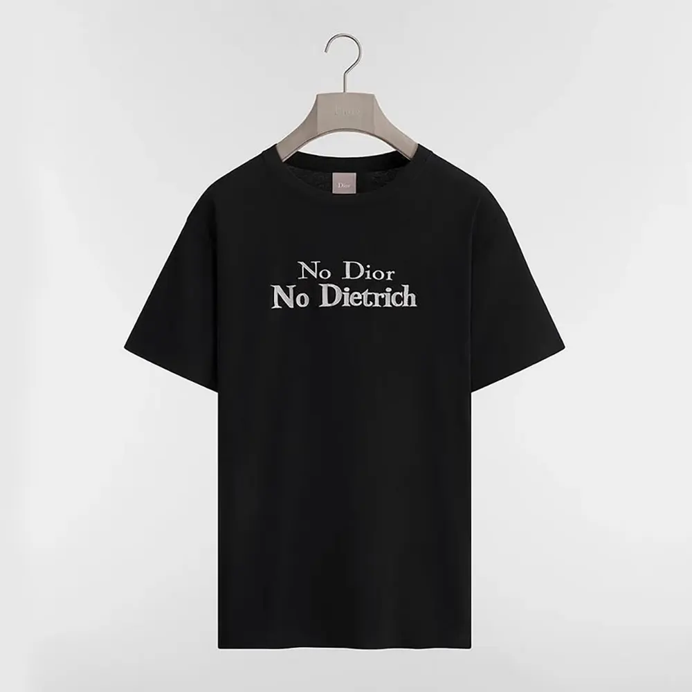 Front view of Dior Men T-Shirt with Pocket Relaxed Fit Gray Cotton Jersey in black