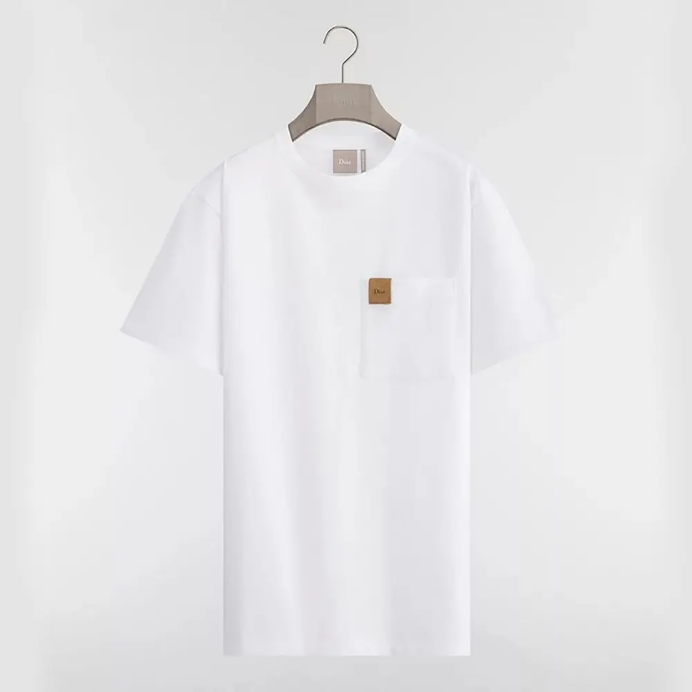 Front view of Dior Women T-Shirt with Pocket Relaxed Fit White Cotton Jersey