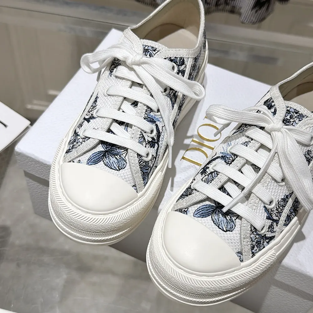 Dior Women Dioriviera Walk’n’Dior Sneaker White and Blue Toile de Jouy Floral Garden Embroidered Cotton - image 8