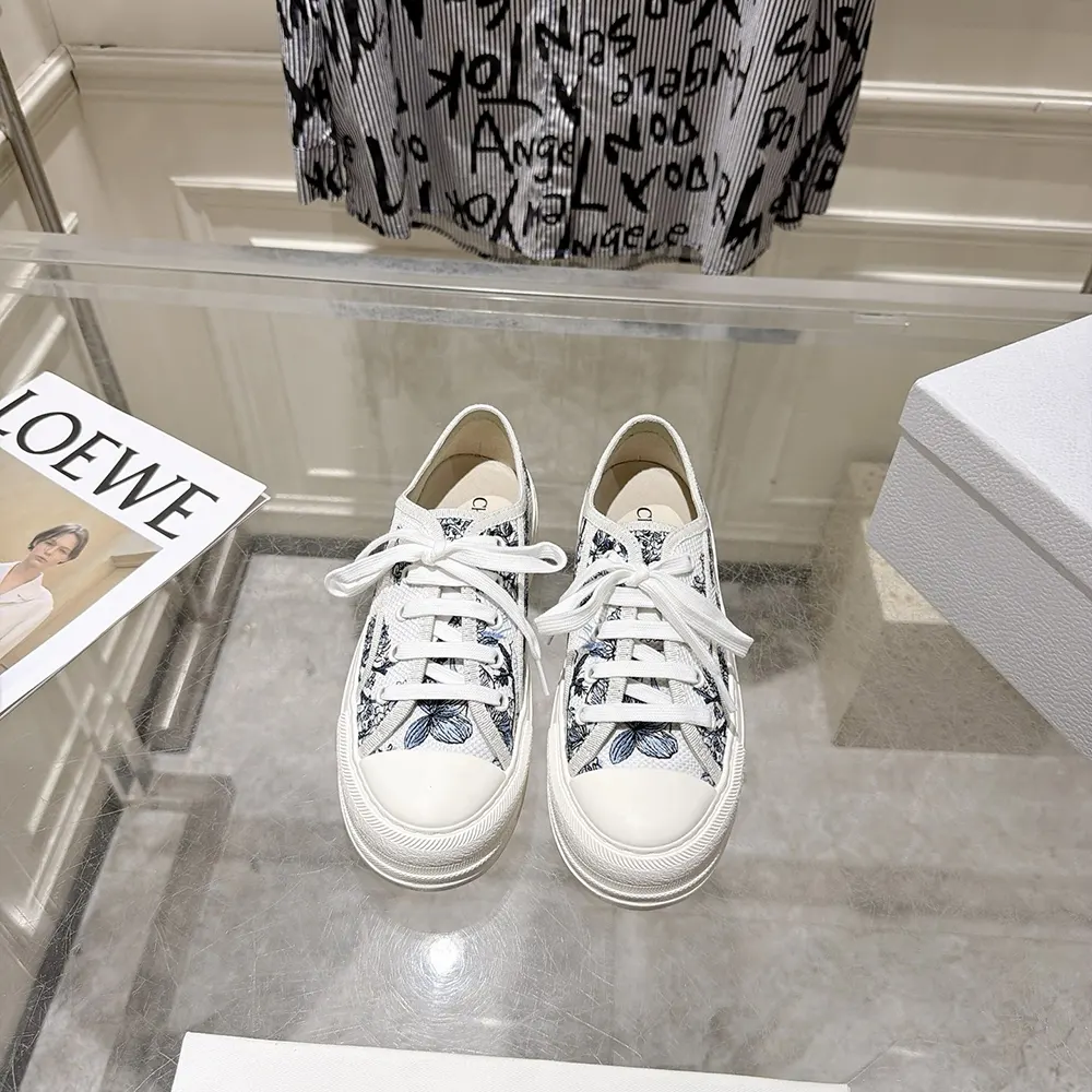 Close-up of floral garden embroidery on Dior Women Dioriviera Walk’n’Dior Sneaker