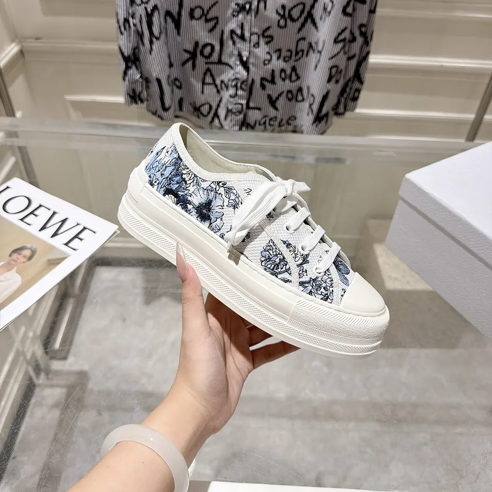 Dior Women Dioriviera Walk’n’Dior Sneaker White and Blue Toile de Jouy Floral Garden Embroidered Cotton - image 7