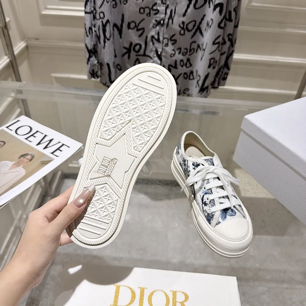 Dior Women Dioriviera Walk’n’Dior Sneaker White and Blue Toile de Jouy Floral Garden Embroidered Cotton - image 10