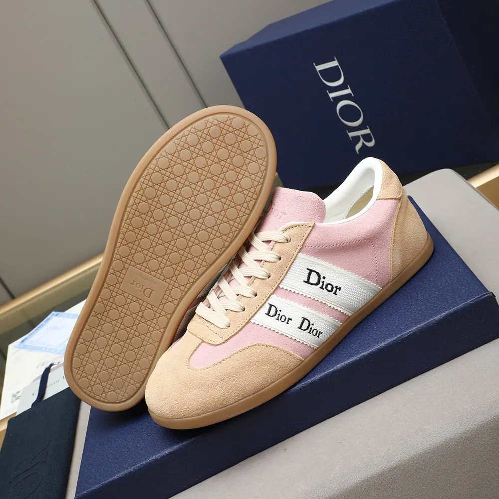 Dior Unisex Ribbon Sneaker Pink and Beige Suede Calfskin - image 10