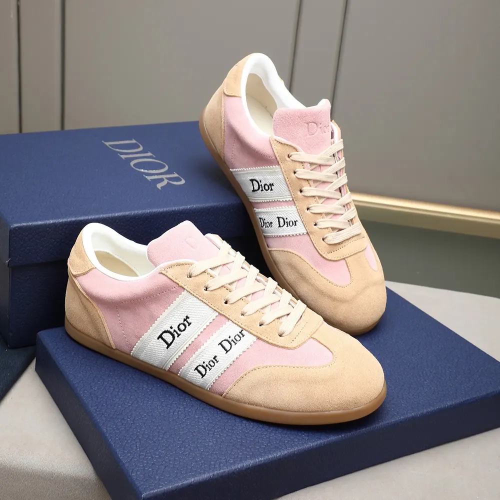 Close-up of satin ribbon closure on Dior Unisex Ribbon Sneaker