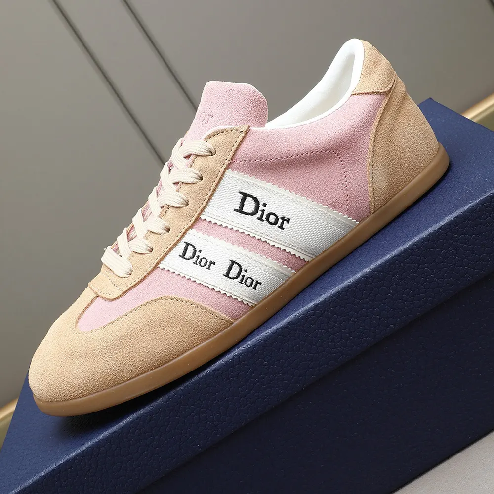 Dior Unisex Ribbon Sneaker Pink and Beige Suede Calfskin - image 9