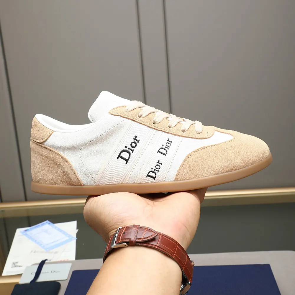 Dior Unisex Ribbon Sneaker White and Beige Suede Calfskin - image 7