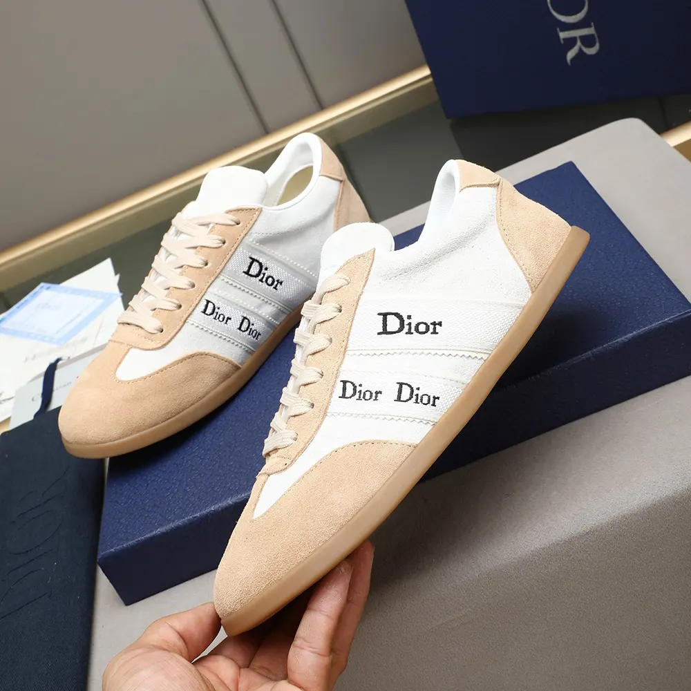 Dior Unisex Ribbon Sneaker White and Beige Suede Calfskin - image 5