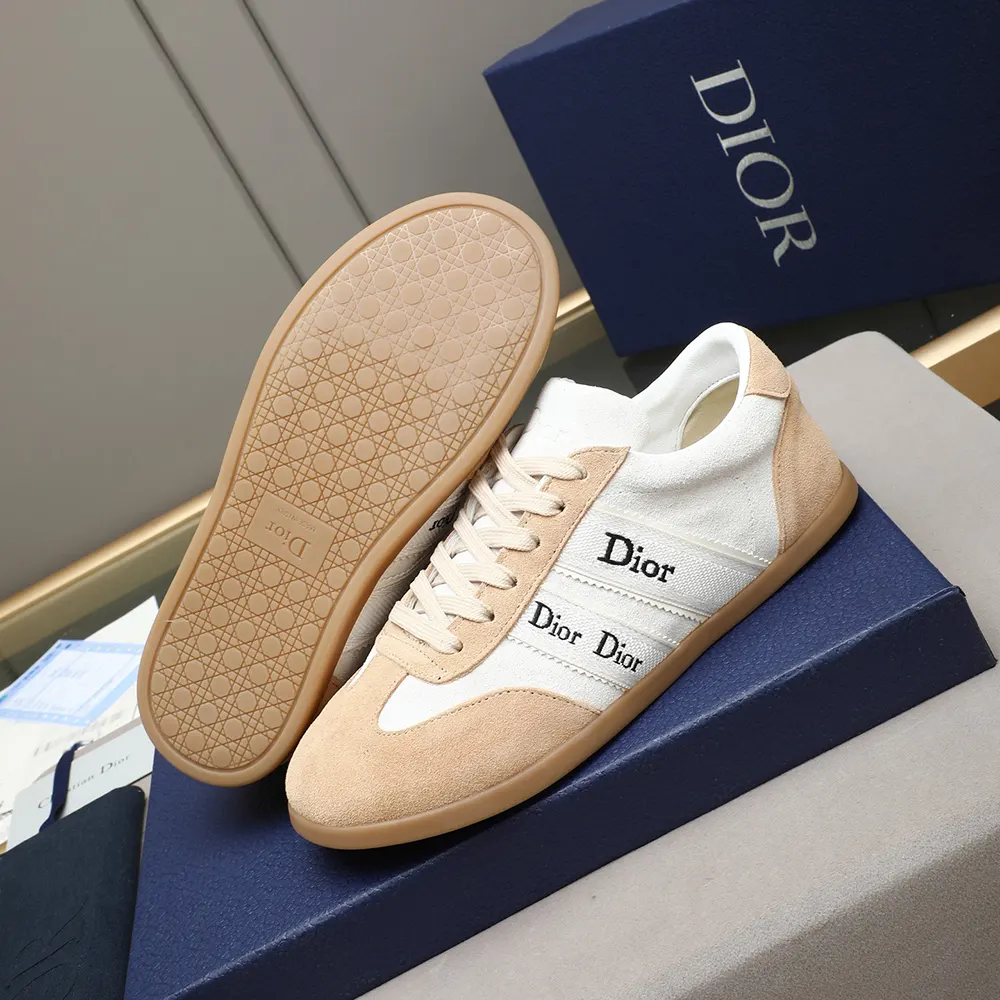 Dior Unisex Ribbon Sneaker White and Beige Suede Calfskin - image 9
