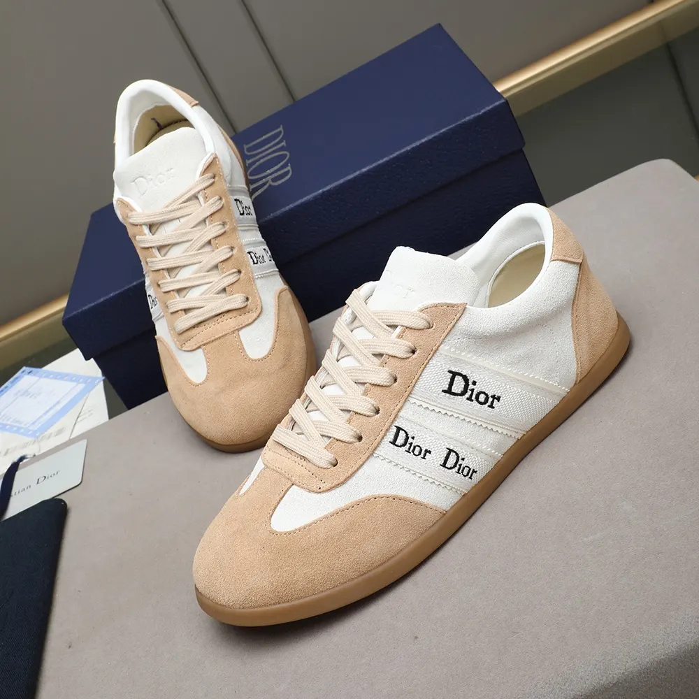 Dior Unisex Ribbon Sneaker White and Beige Suede Calfskin - image 4