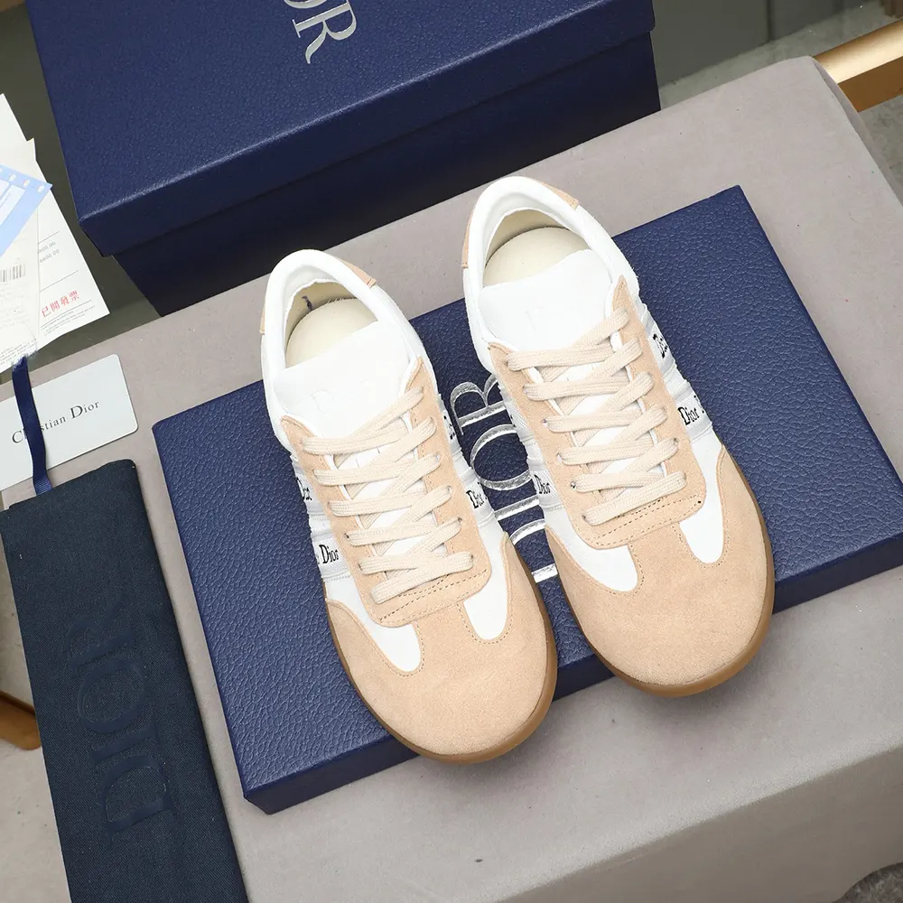 Close-up of ribbon closure detail on Dior Unisex Ribbon Sneaker