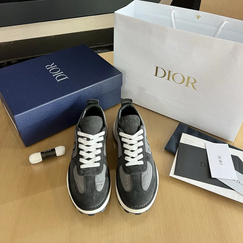 Top-down shot showcasing laces and materials on Dior Unisex Squash Sneaker