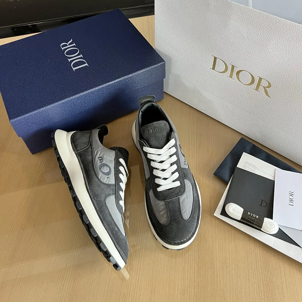 Dior Unisex Squash Sneaker Black Suede Calfskin and Gray Technical Fabric - image 6