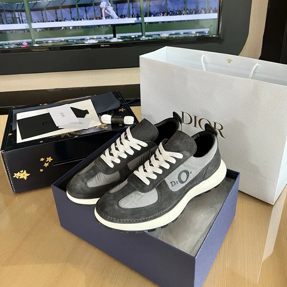 Dior Unisex Squash Sneaker Black Suede Calfskin and Gray Technical Fabric - image 5