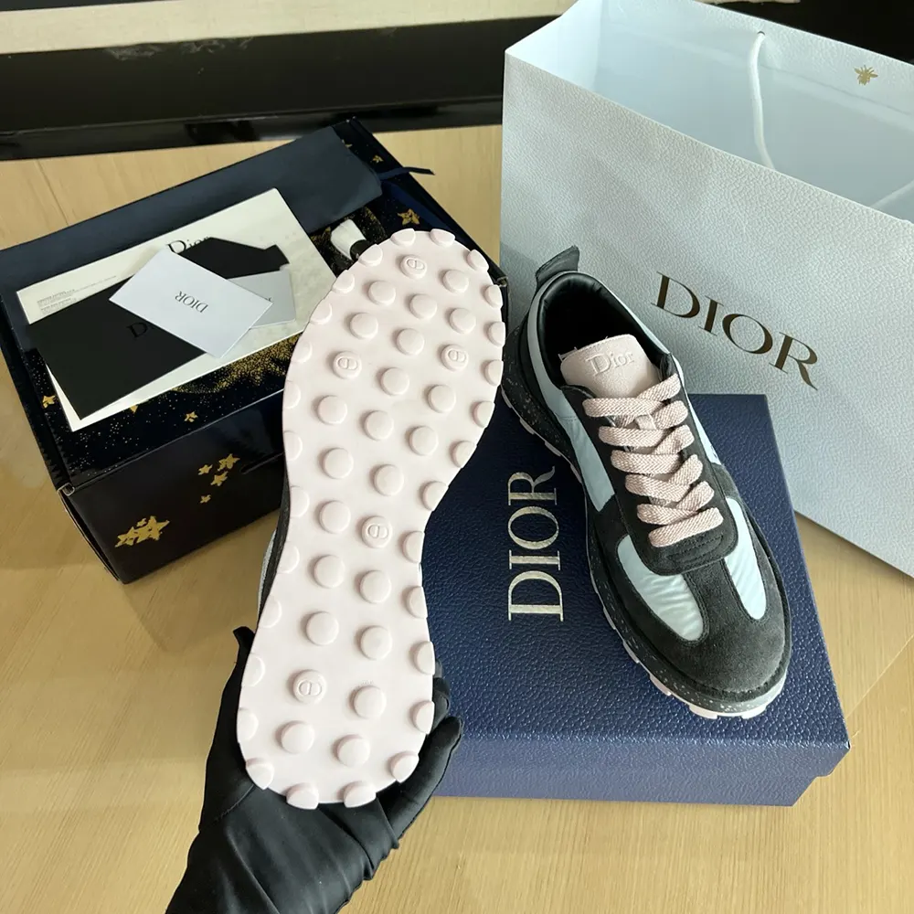 Dior Unisex Squash Sneaker Gray and Pink Suede Calfskin with Light Blue Technical Fabric - image 10