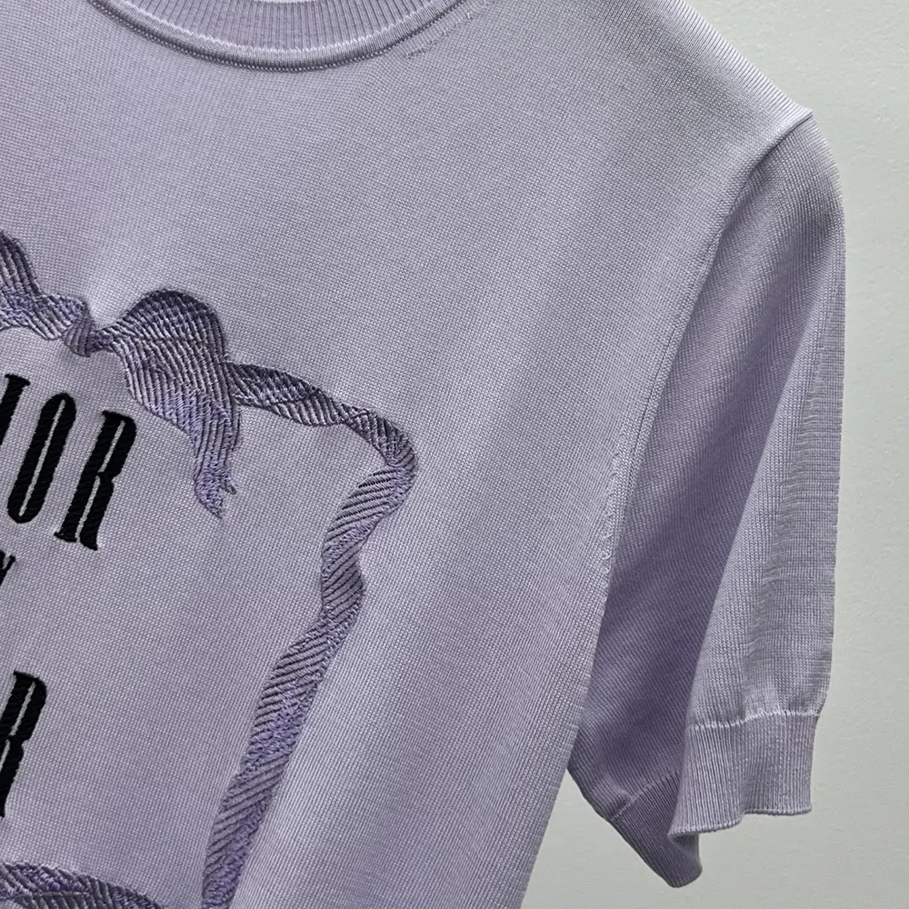Dior Women Book Cover Short-Sleeved Sweater Lilas Silk Knit - image 9