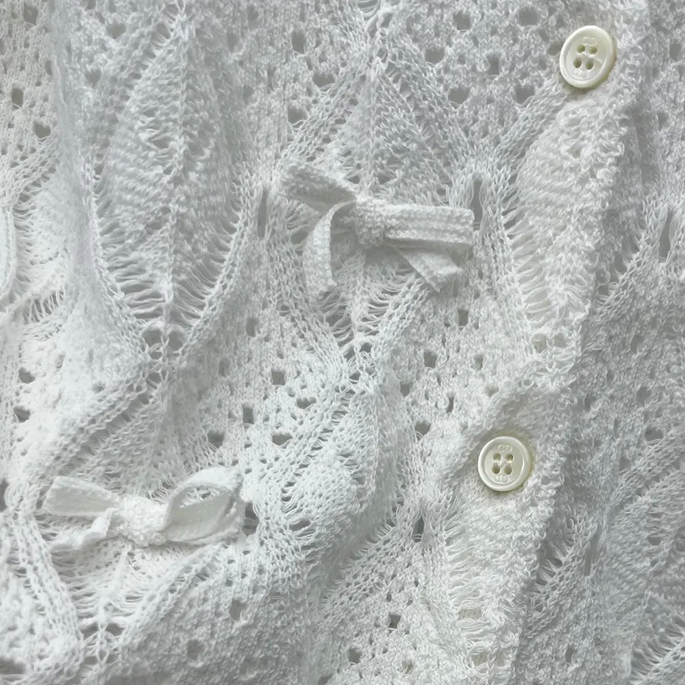 Dior Women Dioriviera Embroidered Cardigan Ecru Openwork Cotton Knit - image 7