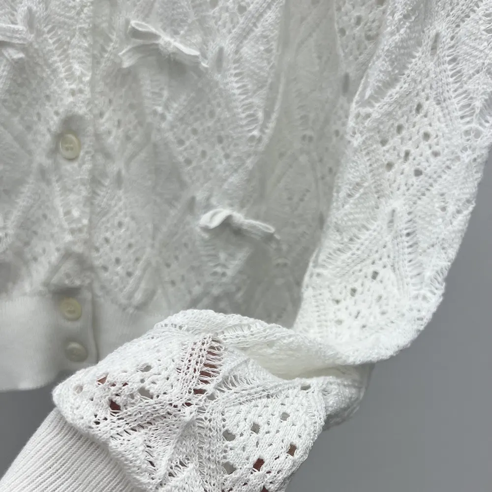 Dior Women Dioriviera Embroidered Cardigan Ecru Openwork Cotton Knit - image 8
