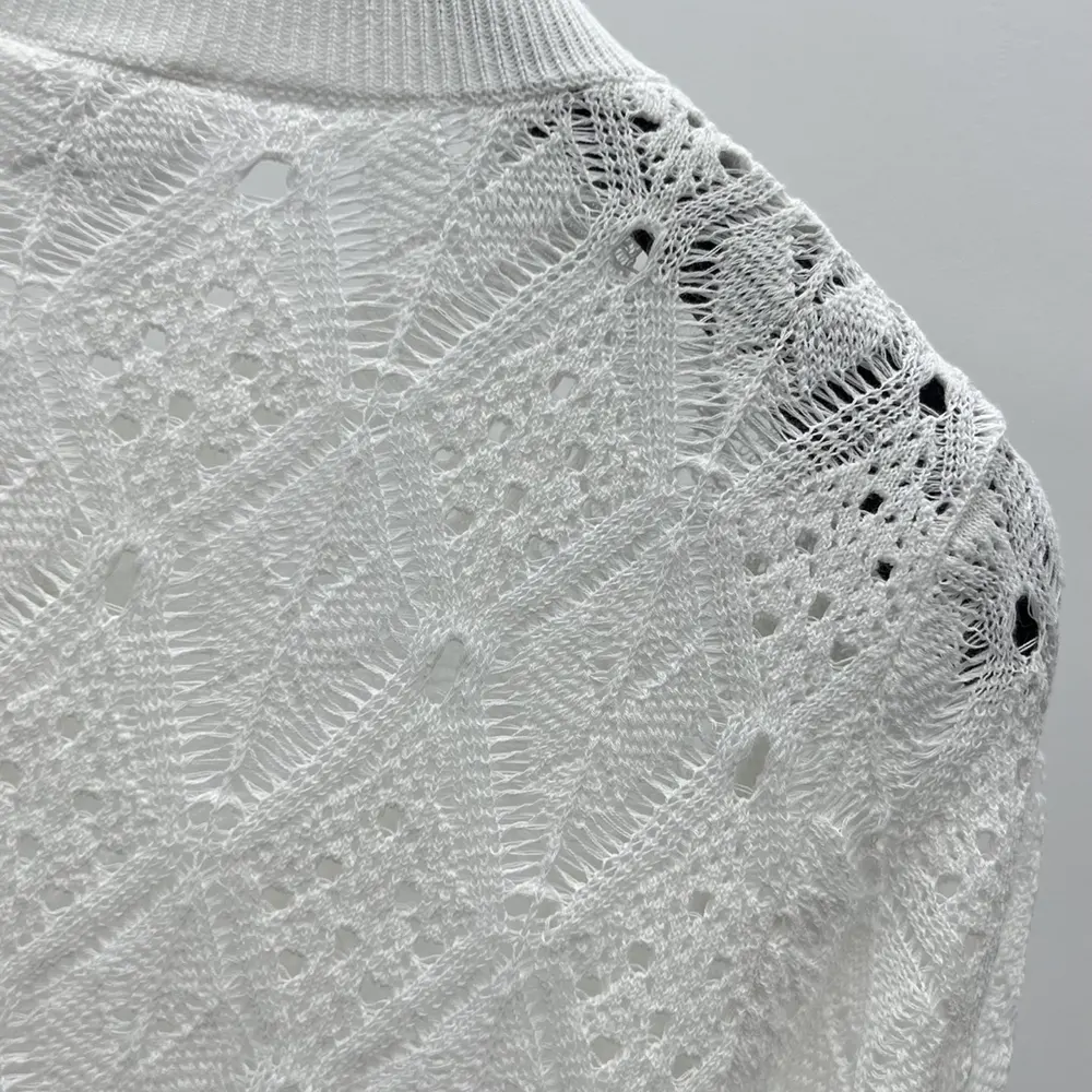 Dior Women Dioriviera Embroidered Cardigan Ecru Openwork Cotton Knit - image 9