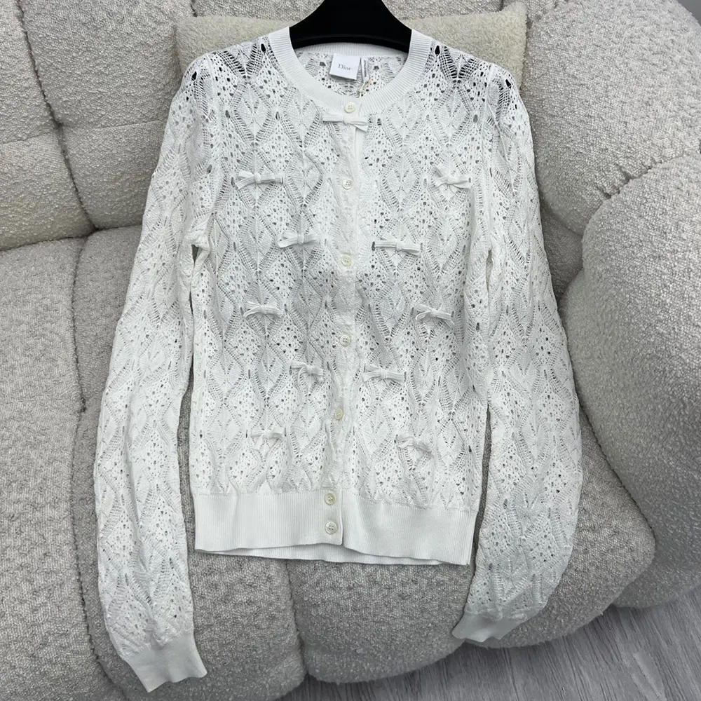 Close-up of embroidered detailing on Dior Women Dioriviera Cardigan sleeve