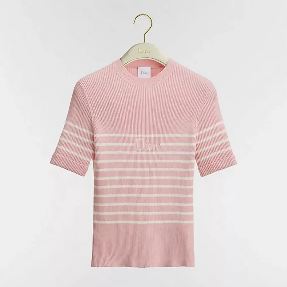 Front view of Dior Women Dioriviera short-sleeved fitted sweater